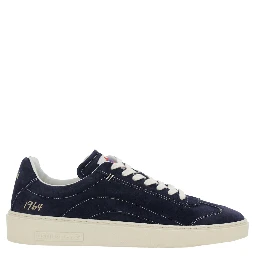 Blue Low Top Sneakers with Logo Patch on the Tongue and Logo Lettering on the Heel in Suede Man
