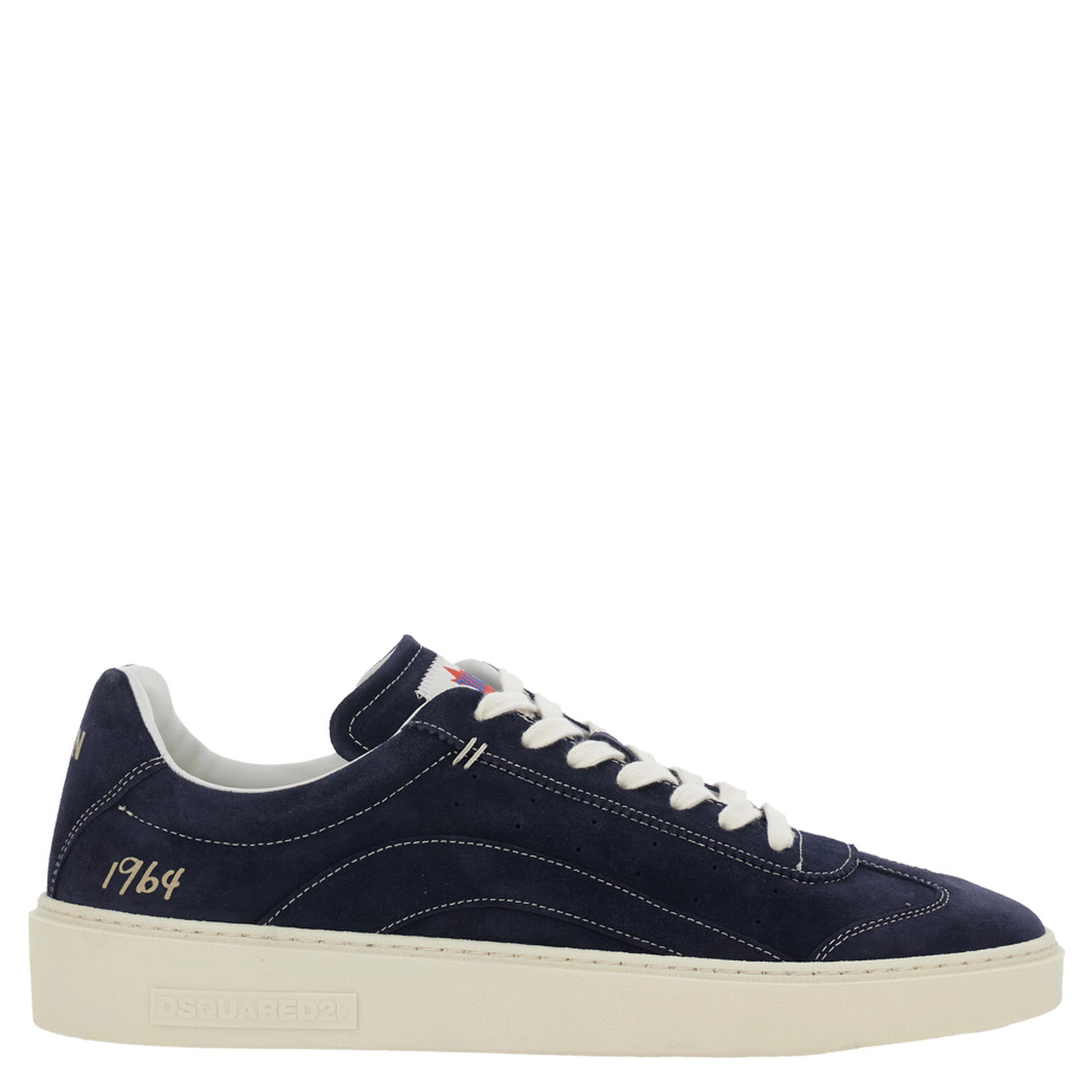Blue Low Top Sneakers with Logo Patch on the Tongue and Logo Lettering on the Heel in Suede Man