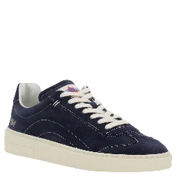 Blue Low Top Sneakers with Logo Patch on the Tongue and Logo Lettering on the Heel in Suede Man