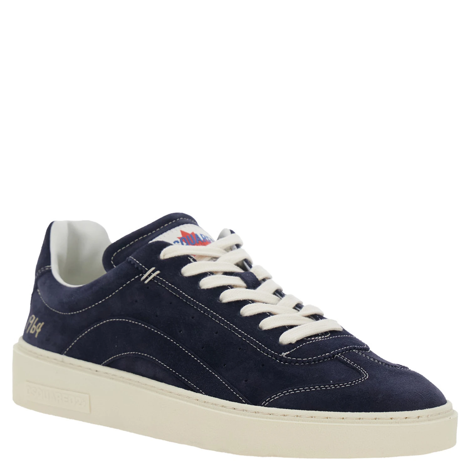 Blue Low Top Sneakers with Logo Patch on the Tongue and Logo Lettering on the Heel in Suede Man