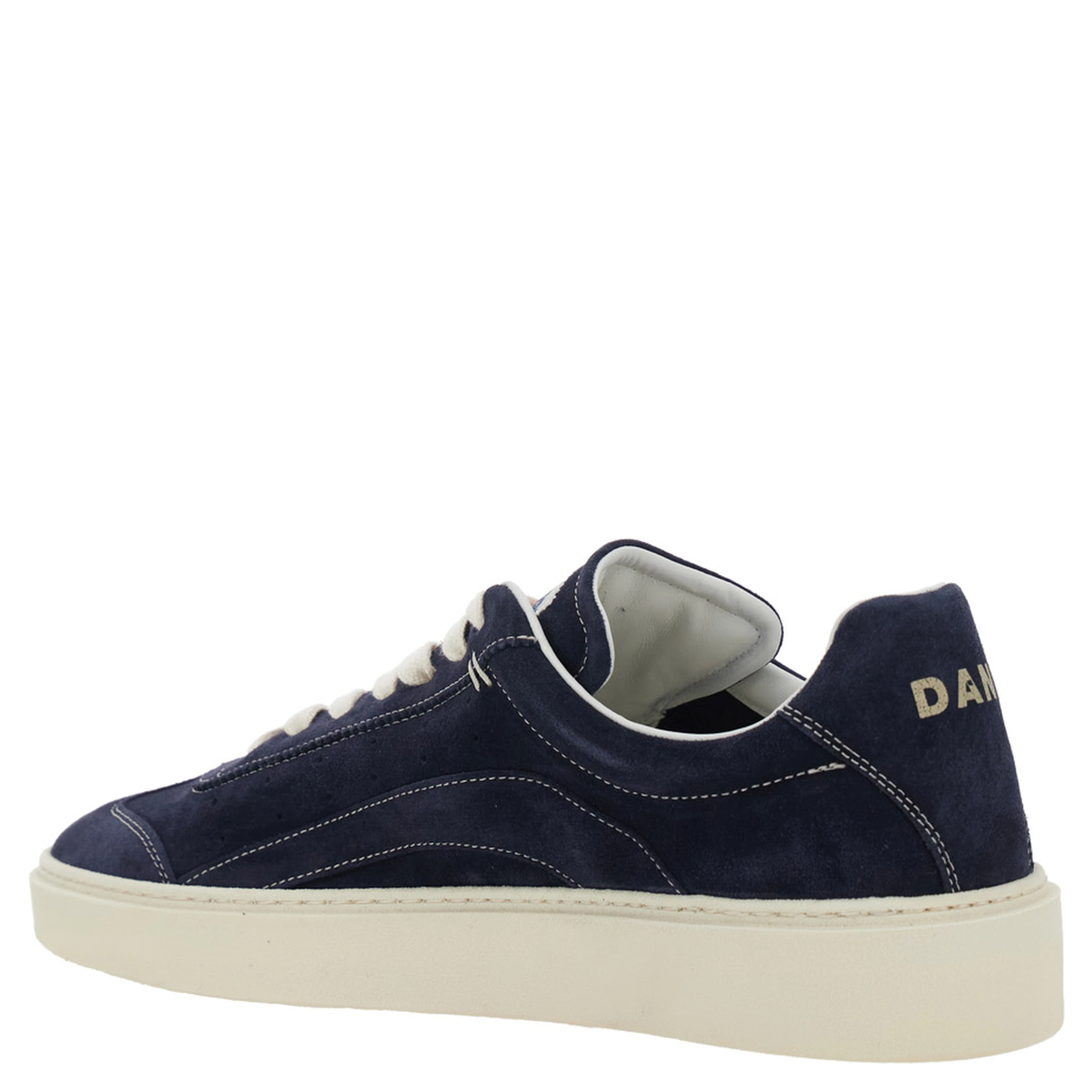 Blue Low Top Sneakers with Logo Patch on the Tongue and Logo Lettering on the Heel in Suede Man