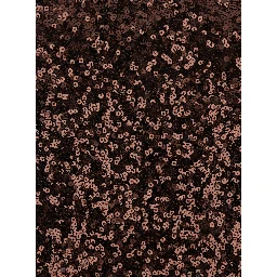 Brown U-Neck Dress with All-Over Applied Sequin in Fabric Woman