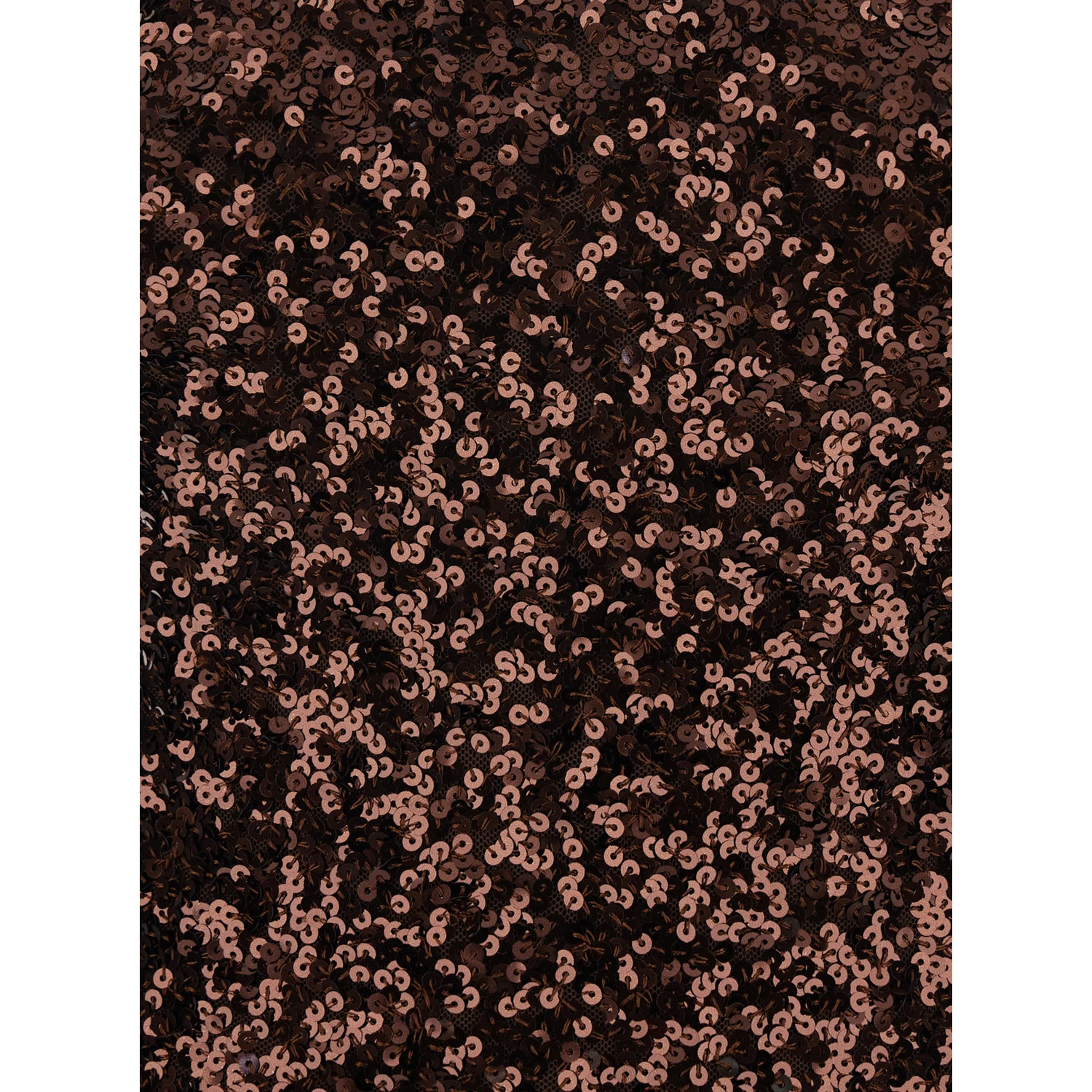 Brown U-Neck Dress with All-Over Applied Sequin in Fabric Woman