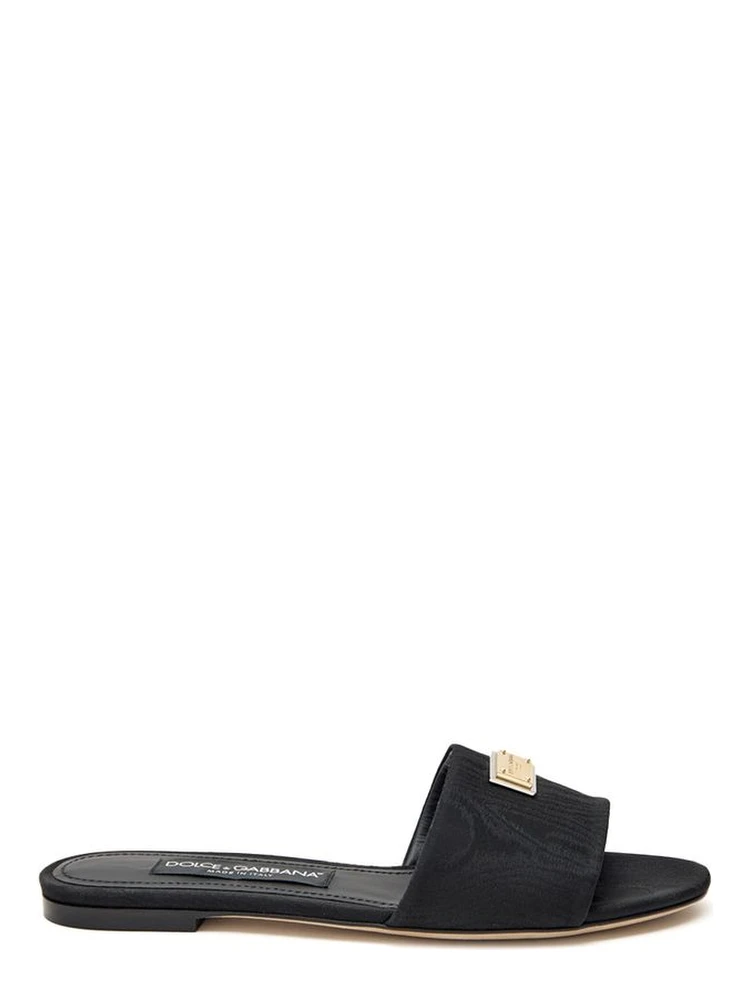 Black Polyester Slippers