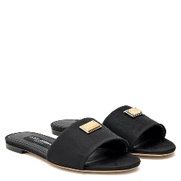Black Polyester Slippers
