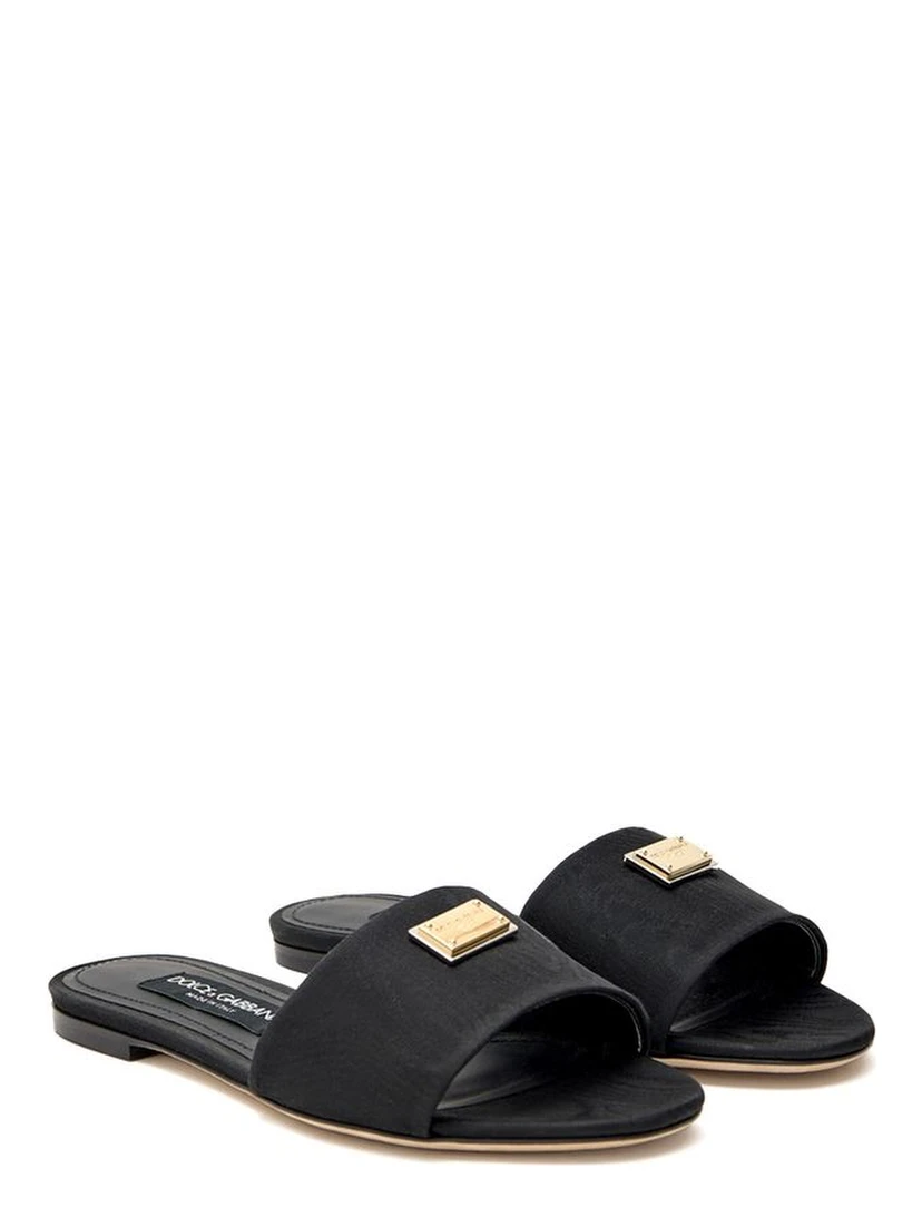 Black Polyester Slippers