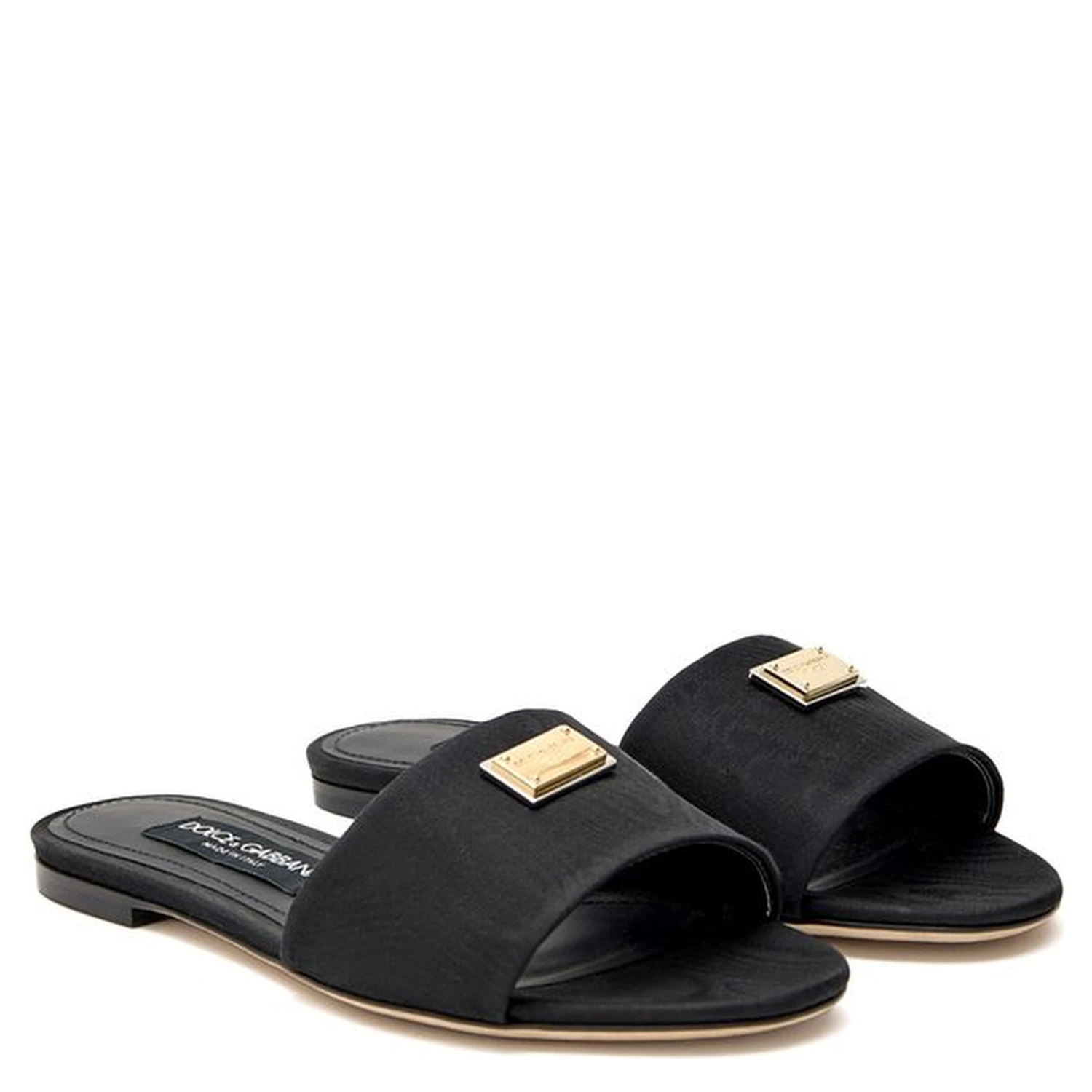 Black Polyester Slippers