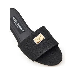 Black Polyester Slippers