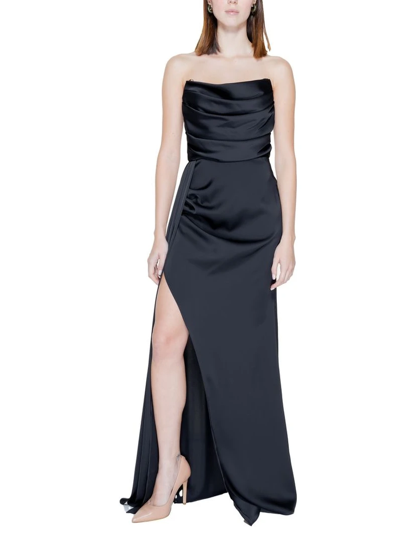 Black Polyester Long Dress