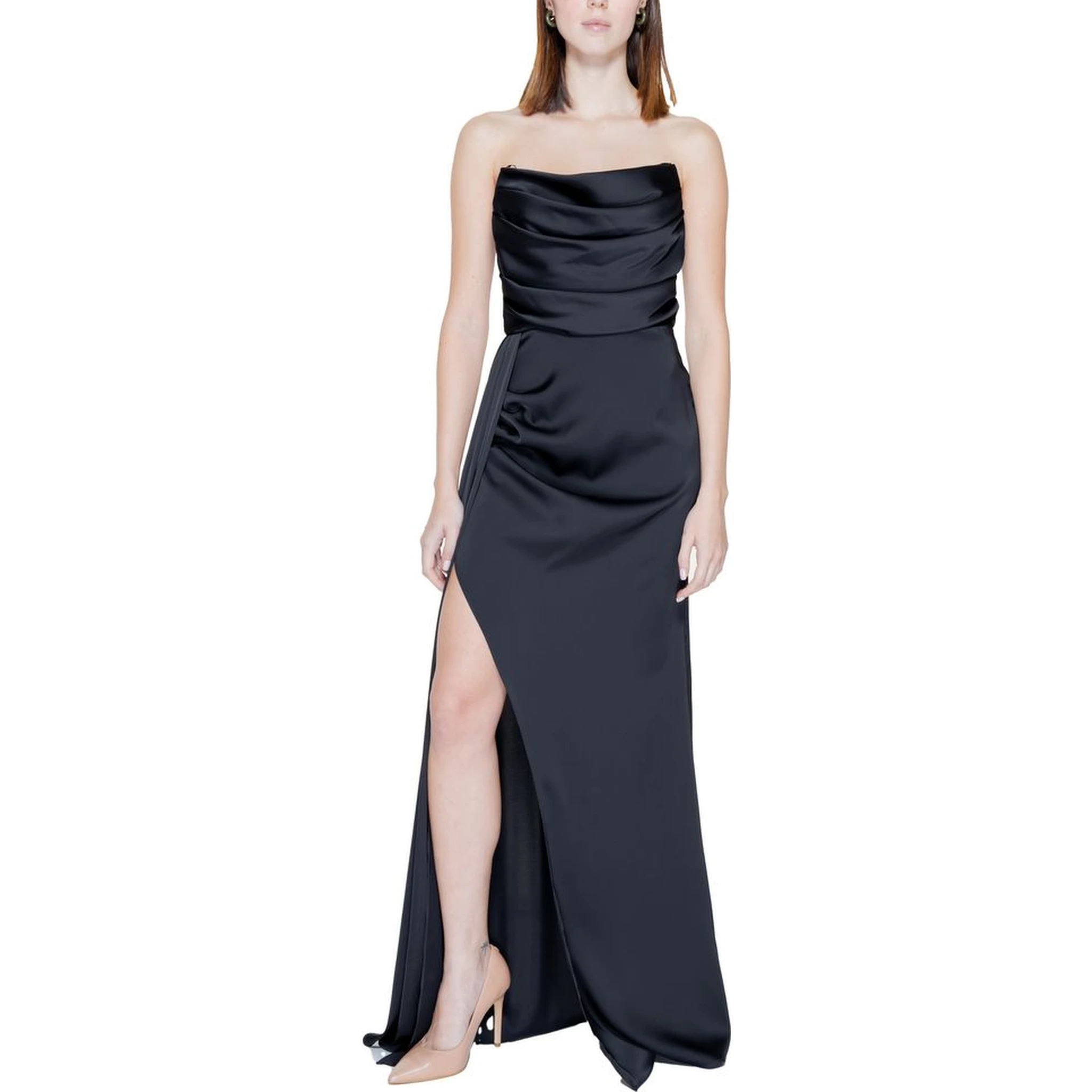 Black Polyester Long Dress