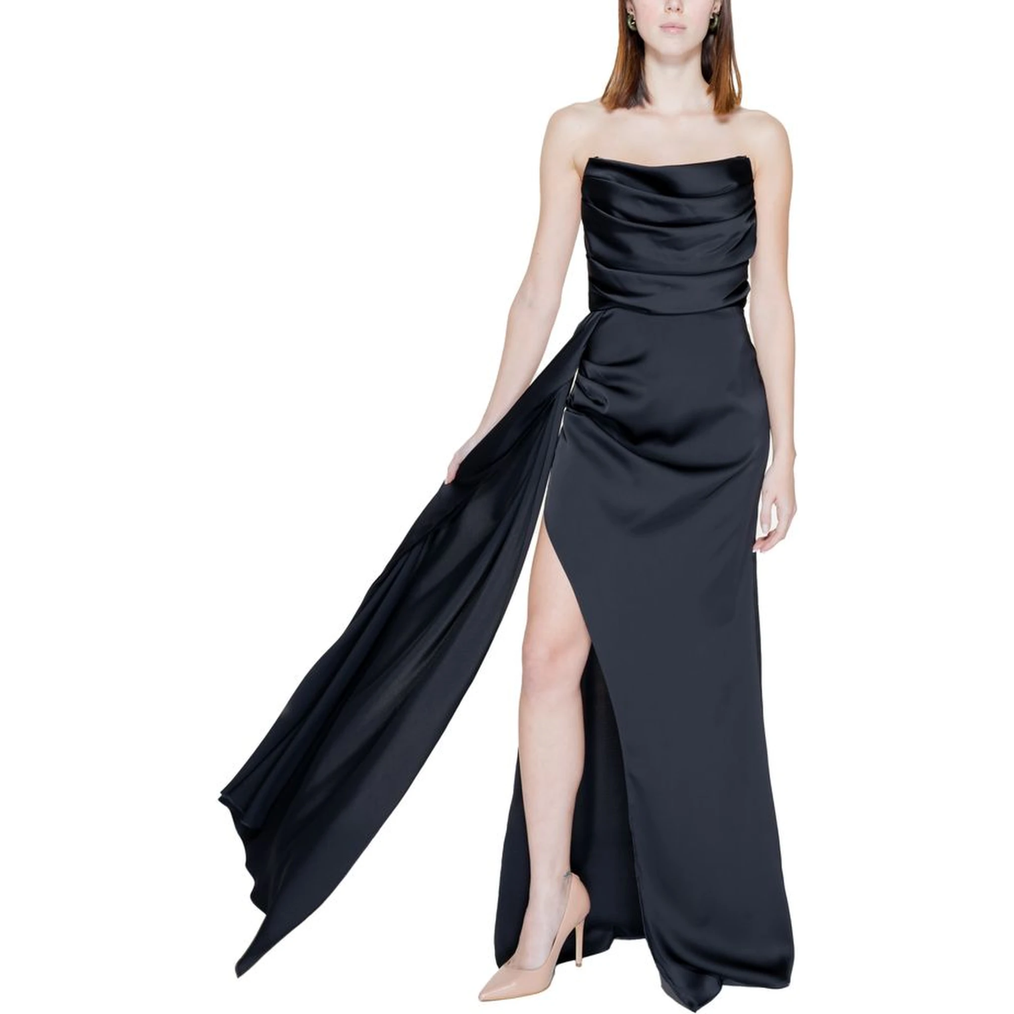 Black Polyester Long Dress