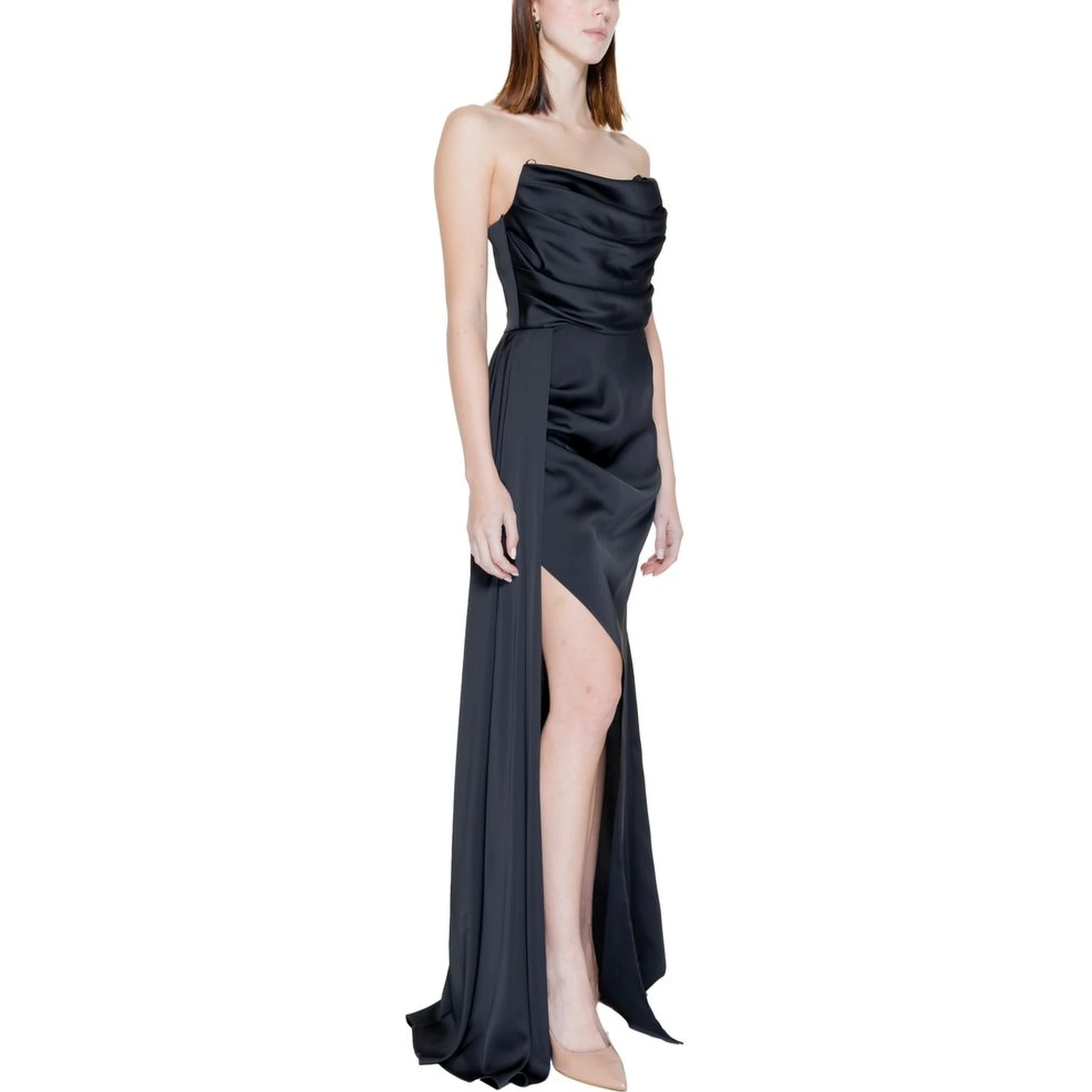 Black Polyester Long Dress