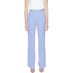 Purple Polyester Casual Pants