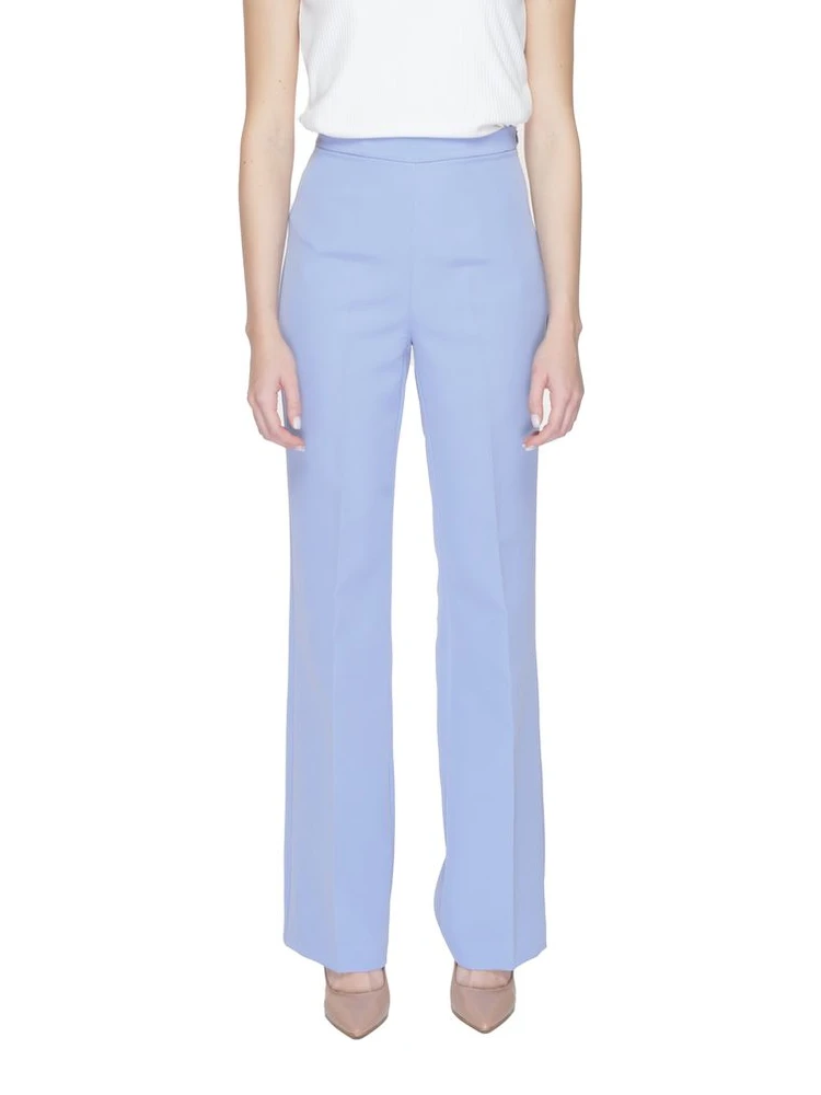 Purple Polyester Casual Pants