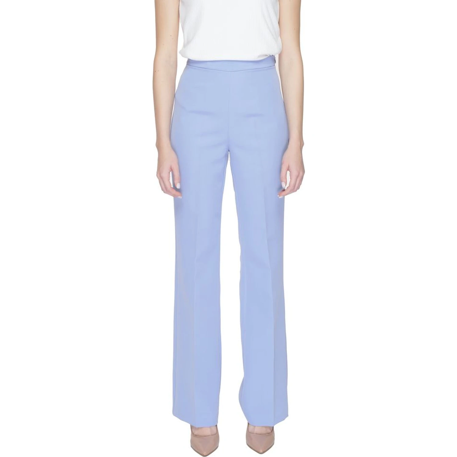 Purple Polyester Casual Pants