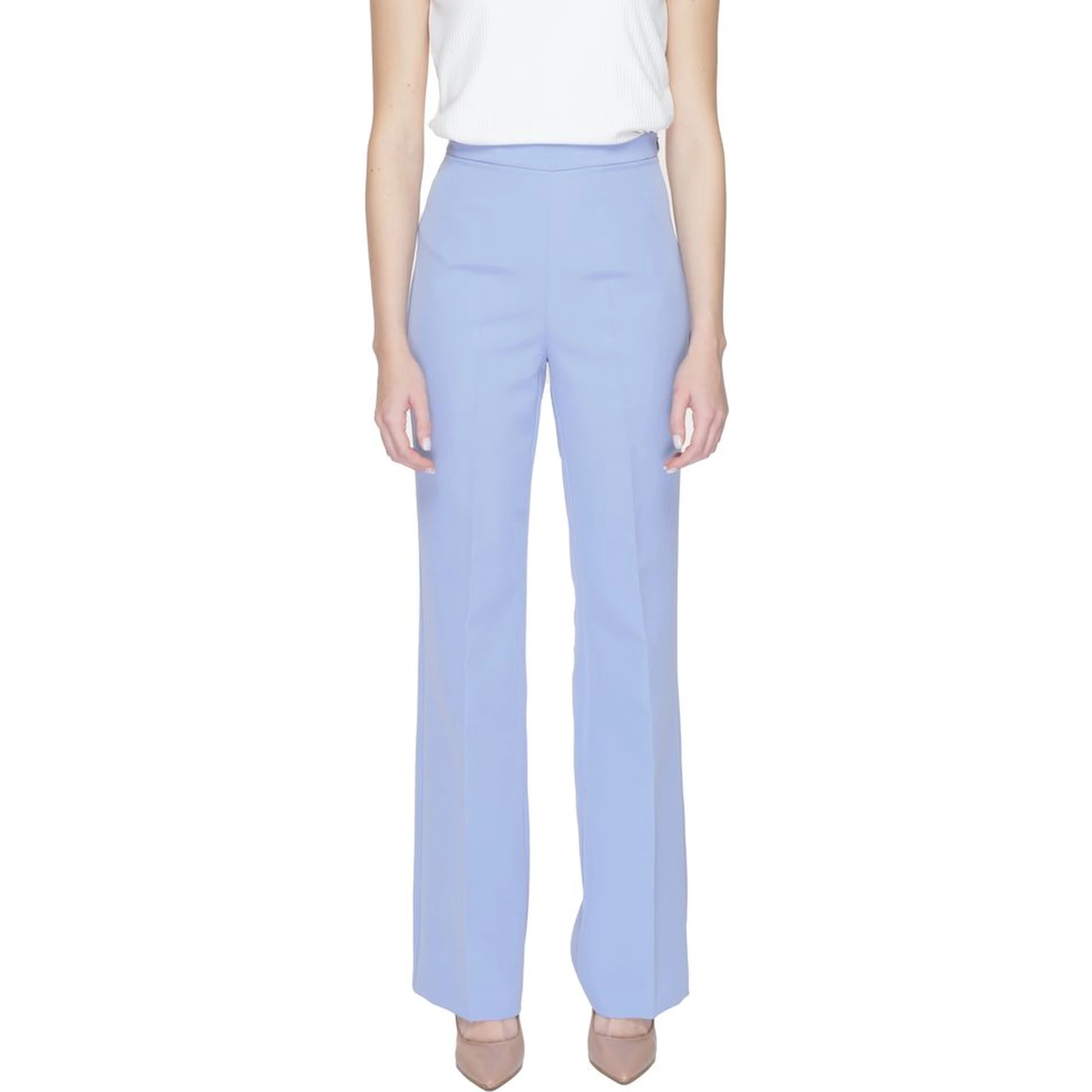 Purple Polyester Casual Pants