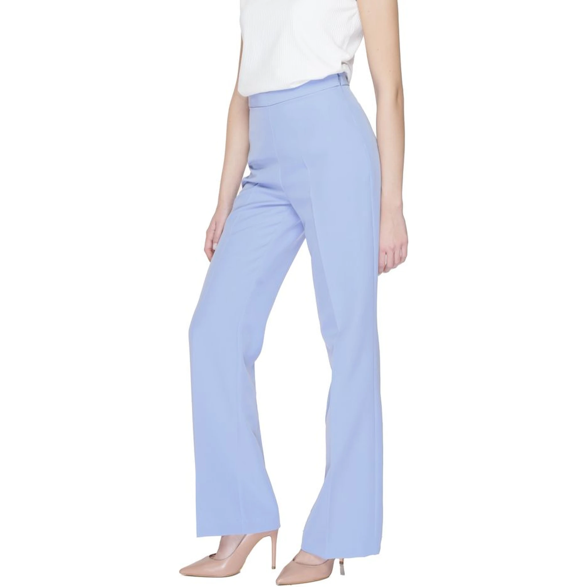 Purple Polyester Casual Pants