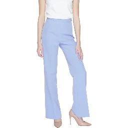 Purple Polyester Casual Pants