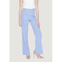 Purple Polyester Casual Pants
