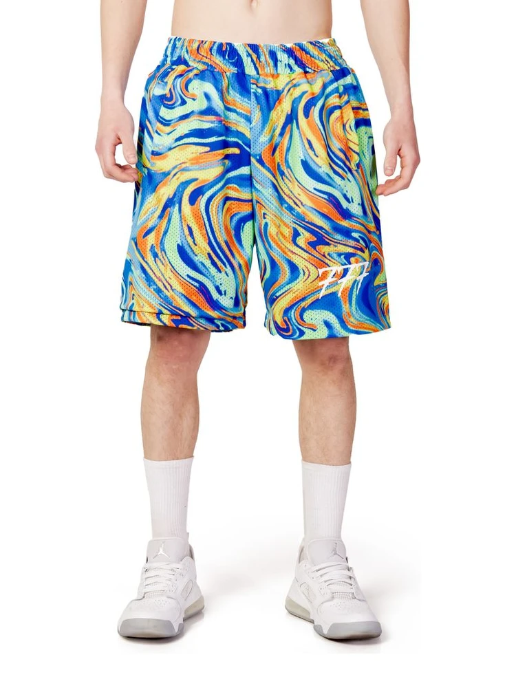 Blue Polyester Bermuda Shorts