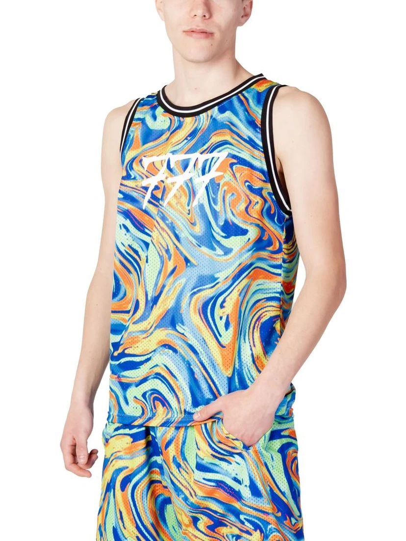 Blue Polyester Tank Tops