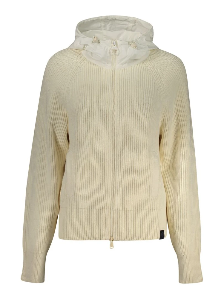 White Polyester Women Cardigan