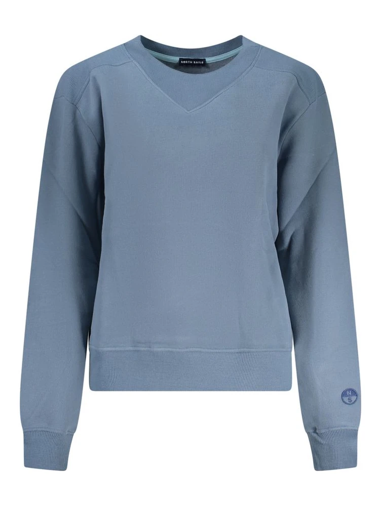Blue Cotton Women Sweatshirt
