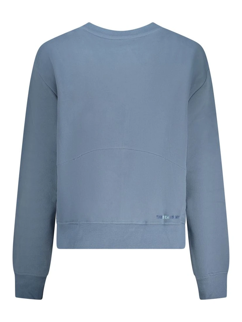 Blue Cotton Women Sweatshirt