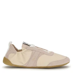 Beige Nylon Athletic Sneakers
