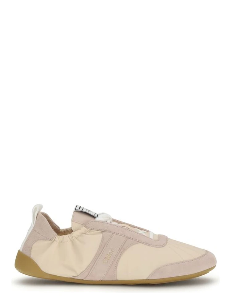 Beige Nylon Athletic Sneakers
