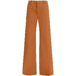 Brown Cotton Flared Pants