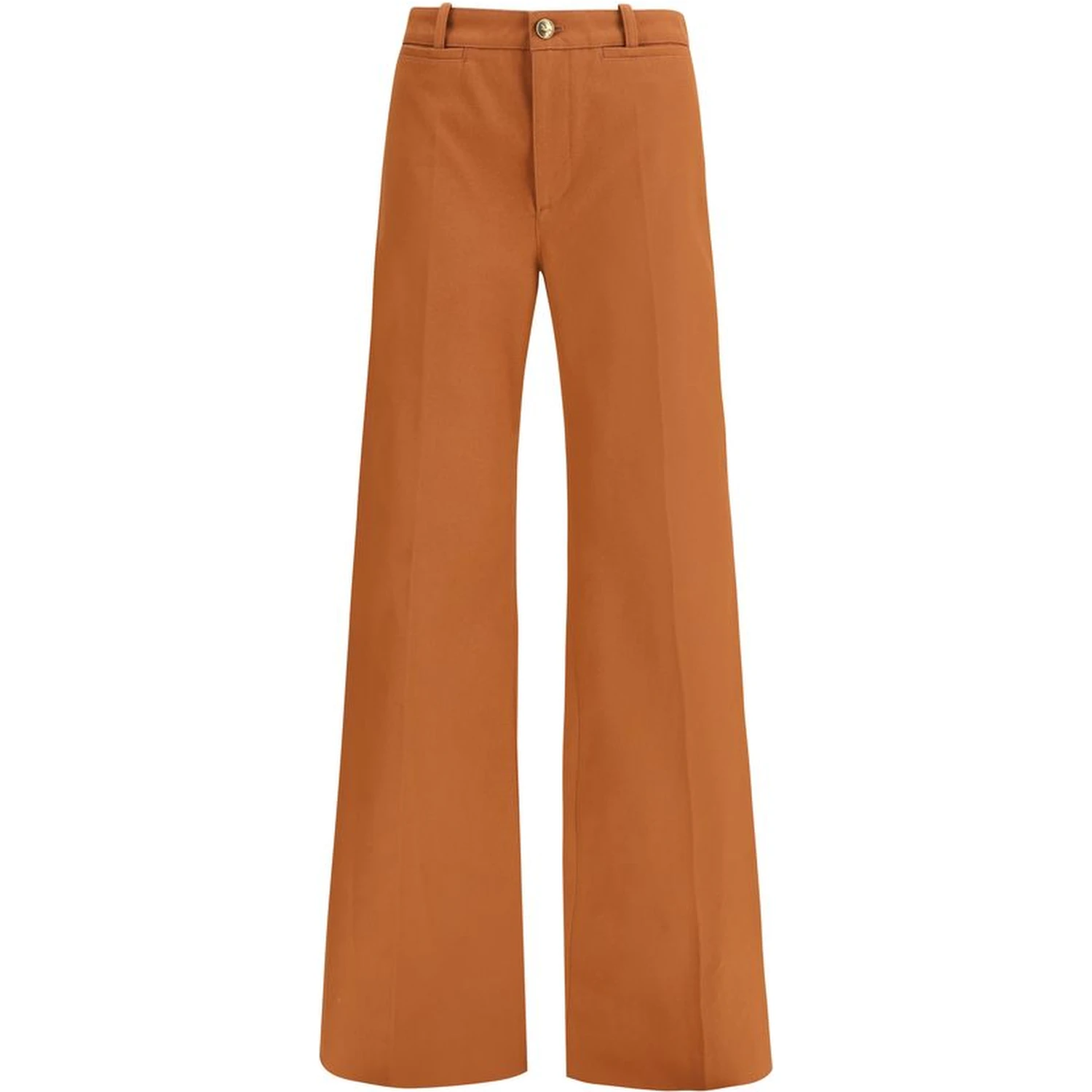 Brown Cotton Flared Pants