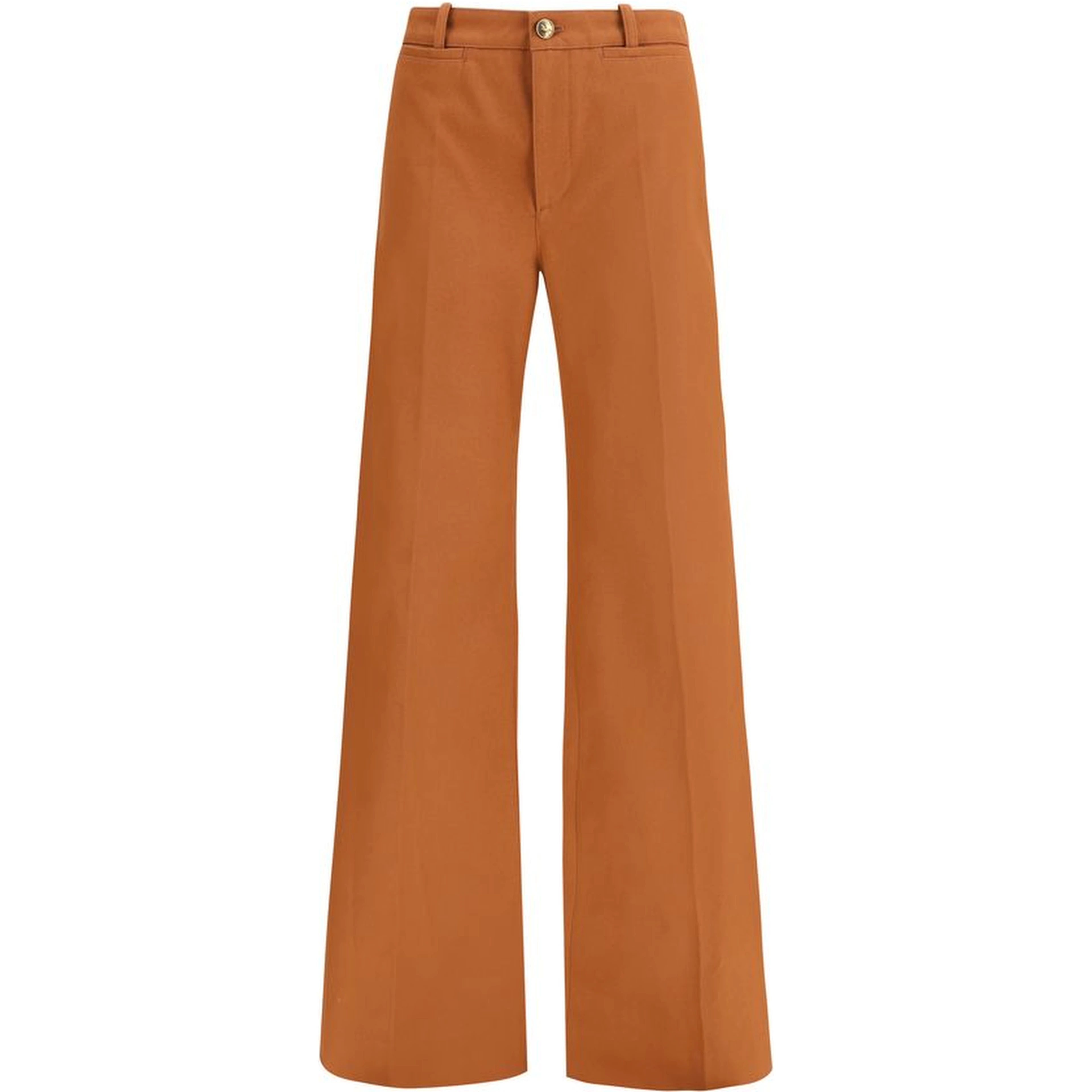 Brown Cotton Flared Pants