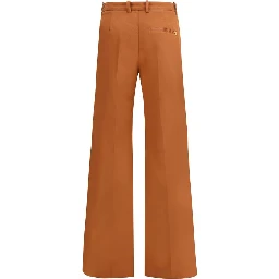 Brown Cotton Flared Pants