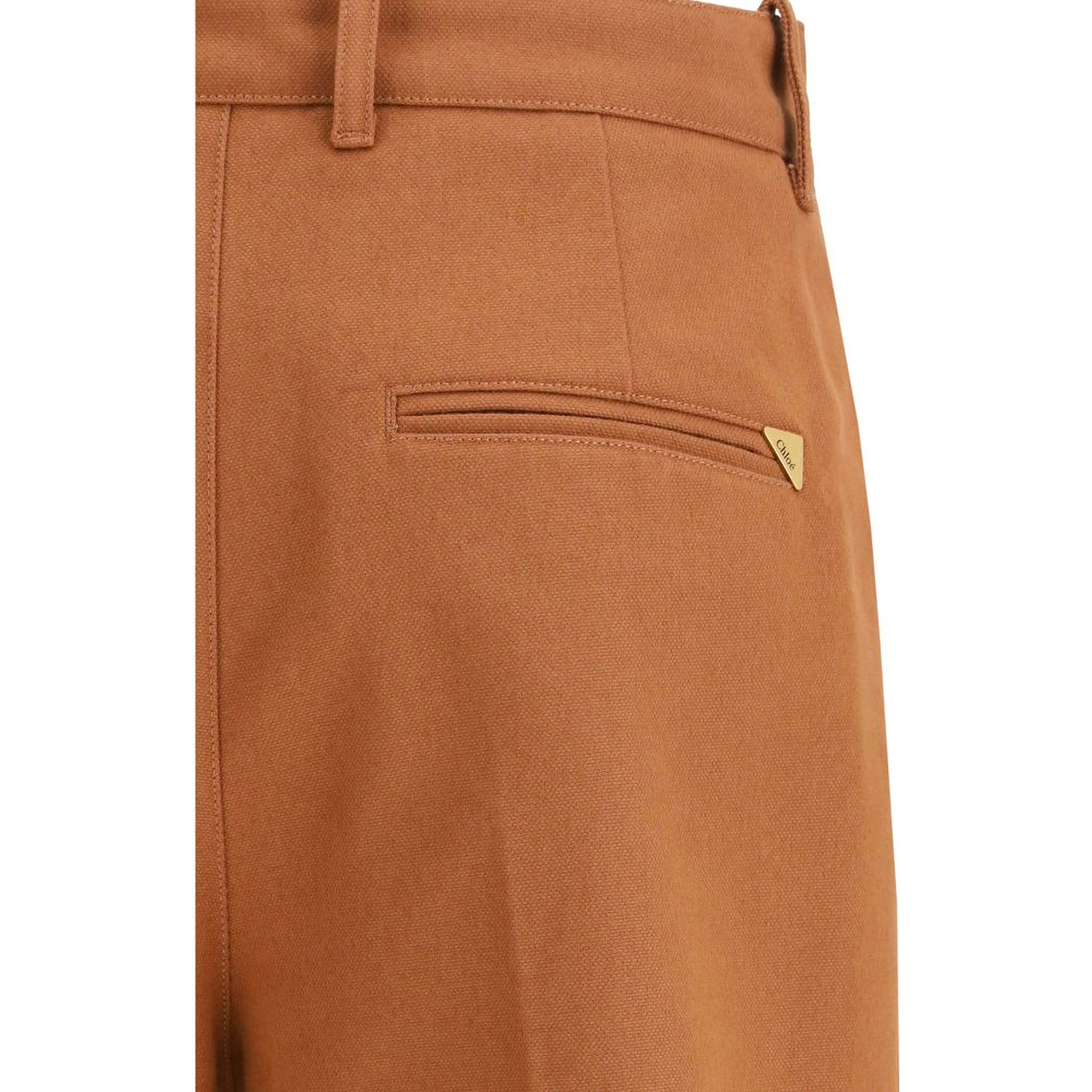 Brown Cotton Flared Pants