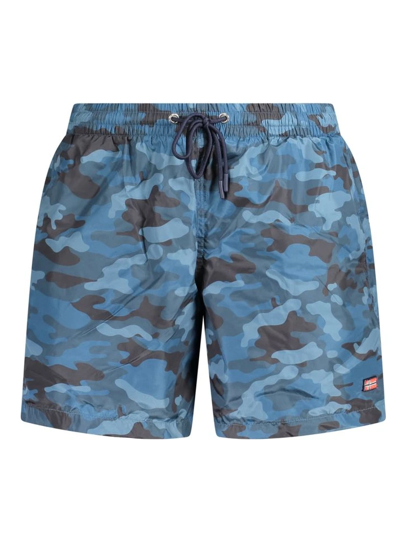 Blu Polyester Men's Swim Boxer