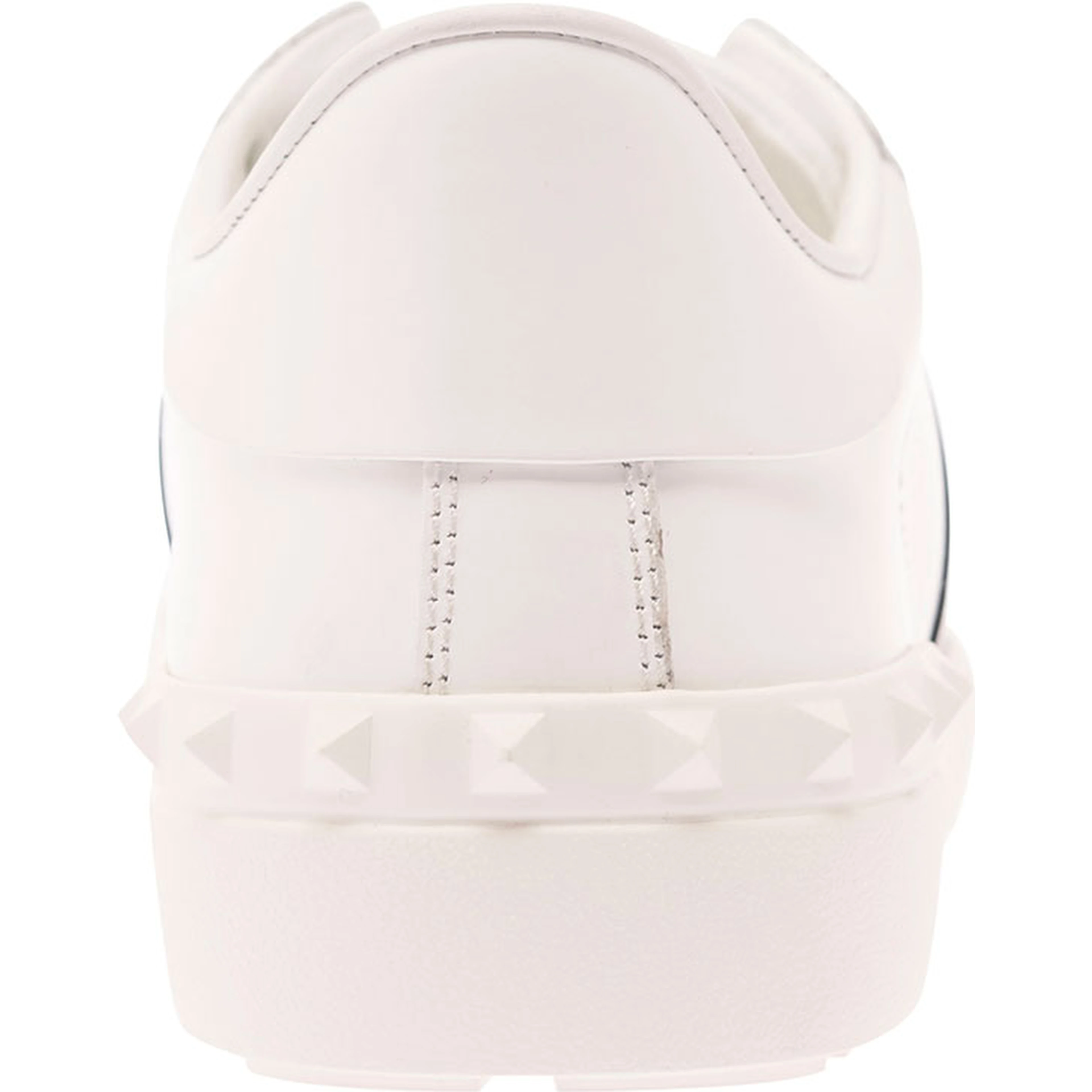 Open White Low Top Sneakers with Contrasting Band and Studs in Leather Man