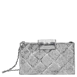 Fleming Mini Metallic Crossbody Bag with Chain Shoulder Strap and Quilted Design in Leather Woman