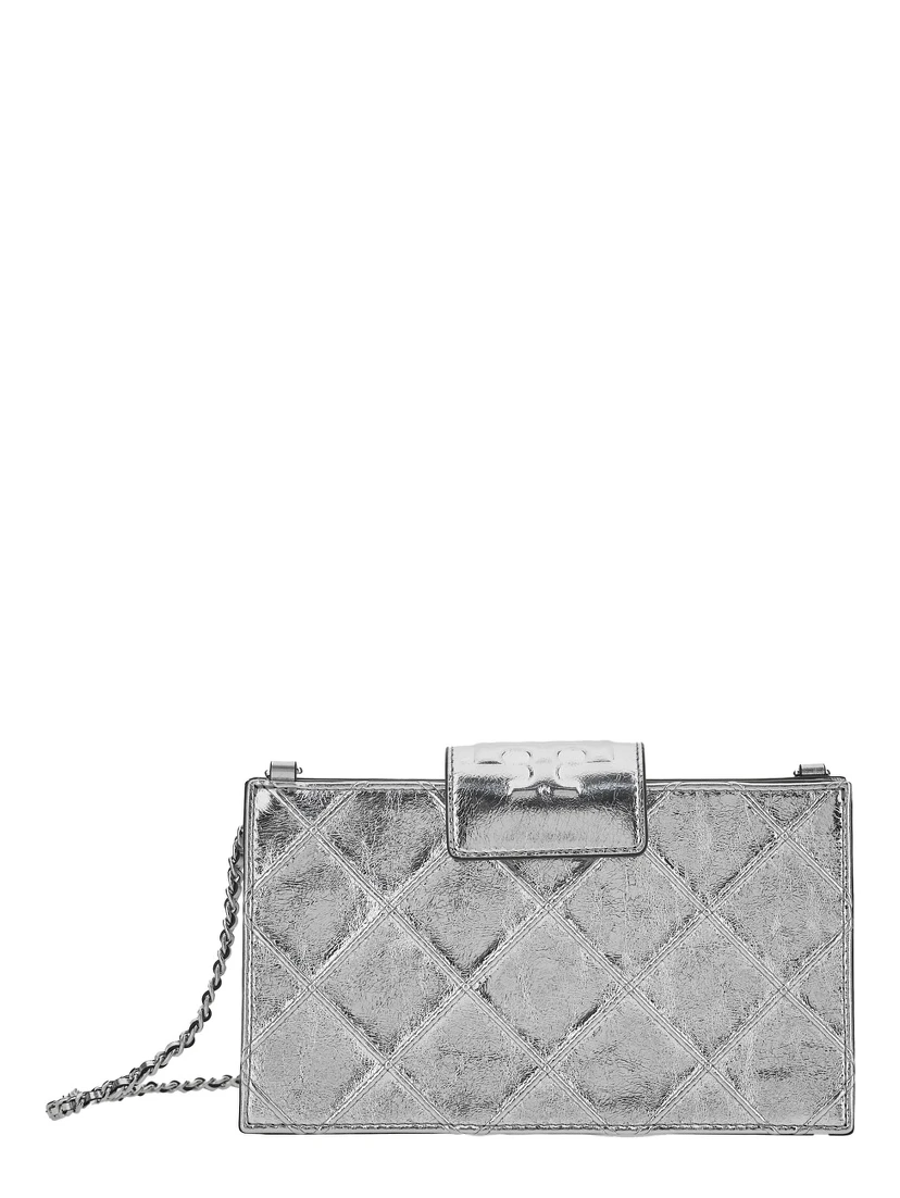 Fleming Mini Metallic Crossbody Bag with Chain Shoulder Strap and Quilted Design in Leather Woman