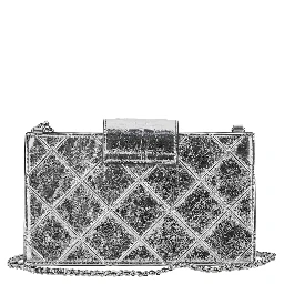 Fleming Mini Metallic Crossbody Bag with Chain Shoulder Strap and Quilted Design in Leather Woman