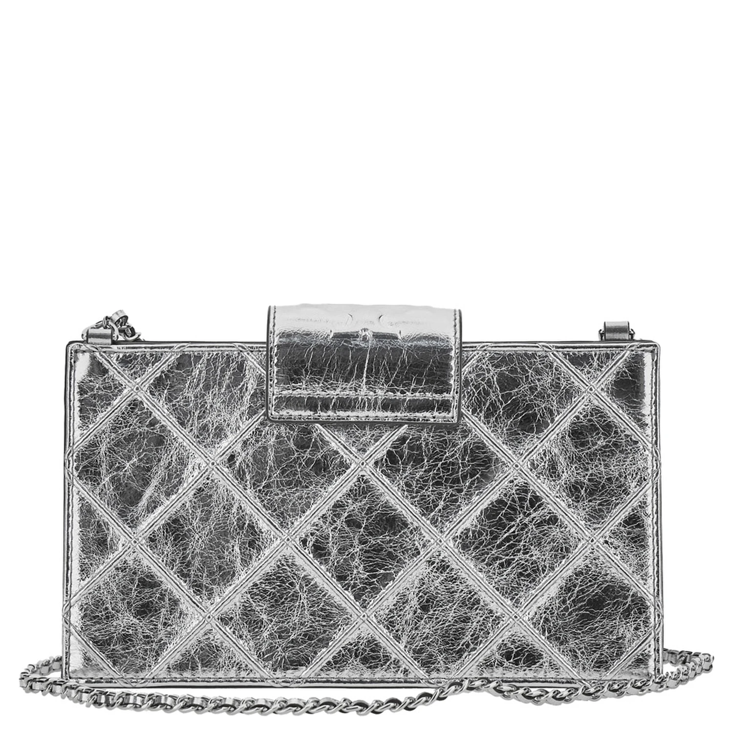 Fleming Mini Metallic Crossbody Bag with Chain Shoulder Strap and Quilted Design in Leather Woman