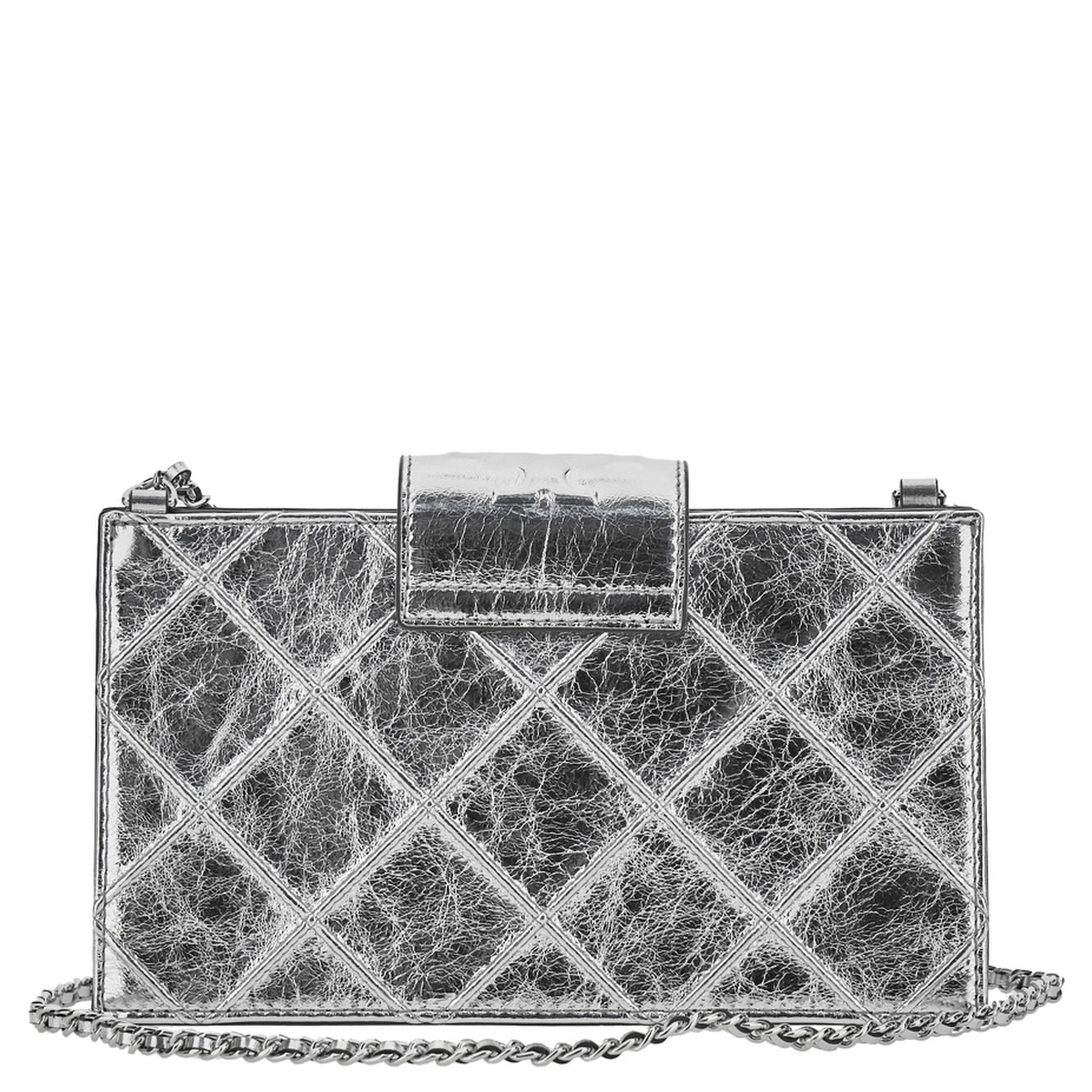 Fleming Mini Metallic Crossbody Bag with Chain Shoulder Strap and Quilted Design in Leather Woman