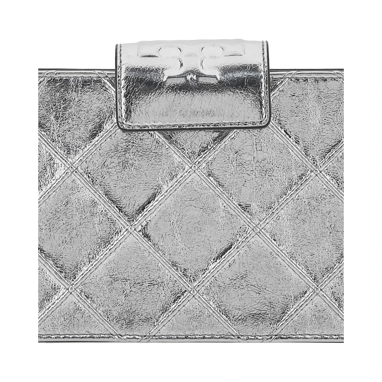 Fleming Mini Metallic Crossbody Bag with Chain Shoulder Strap and Quilted Design in Leather Woman