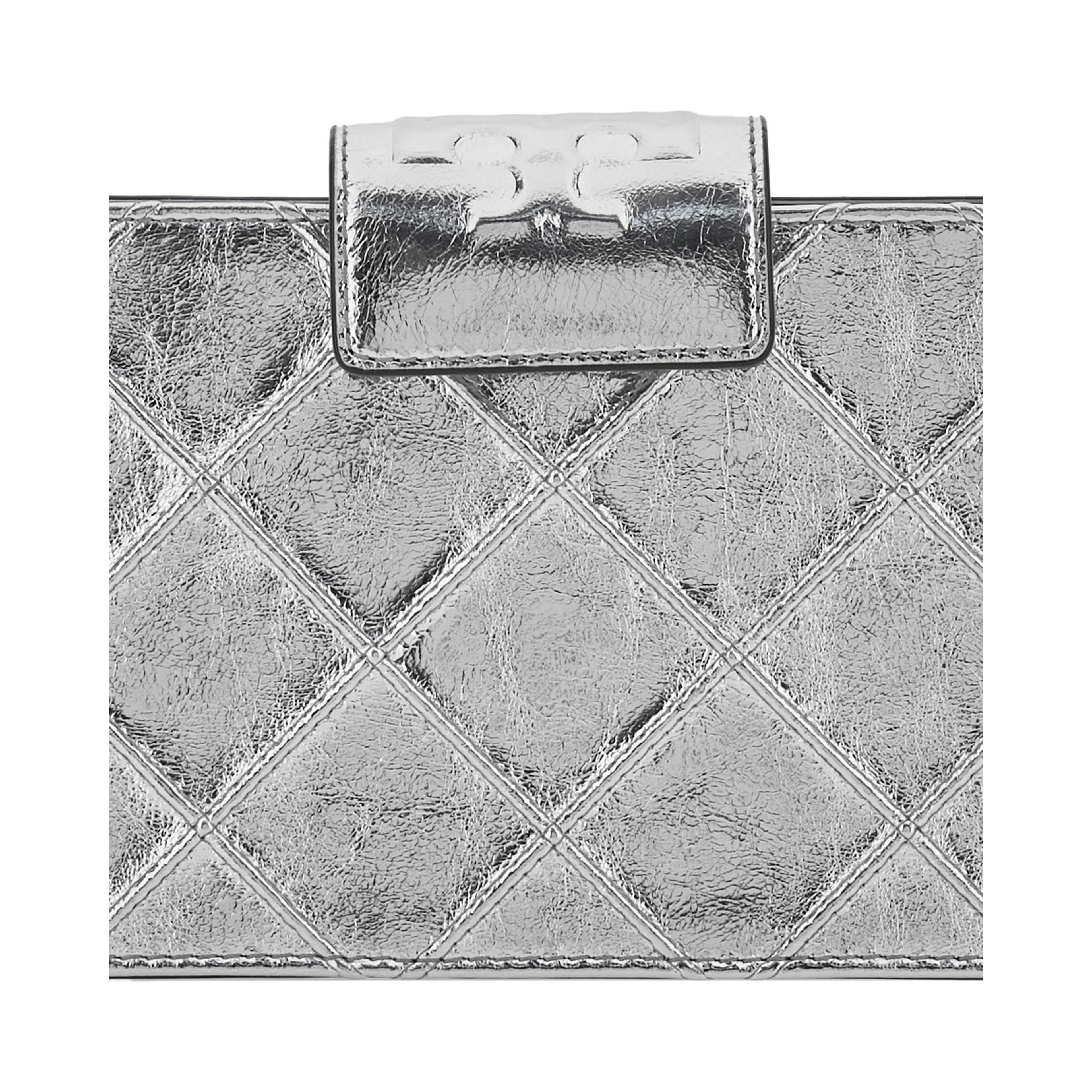 Fleming Mini Metallic Crossbody Bag with Chain Shoulder Strap and Quilted Design in Leather Woman