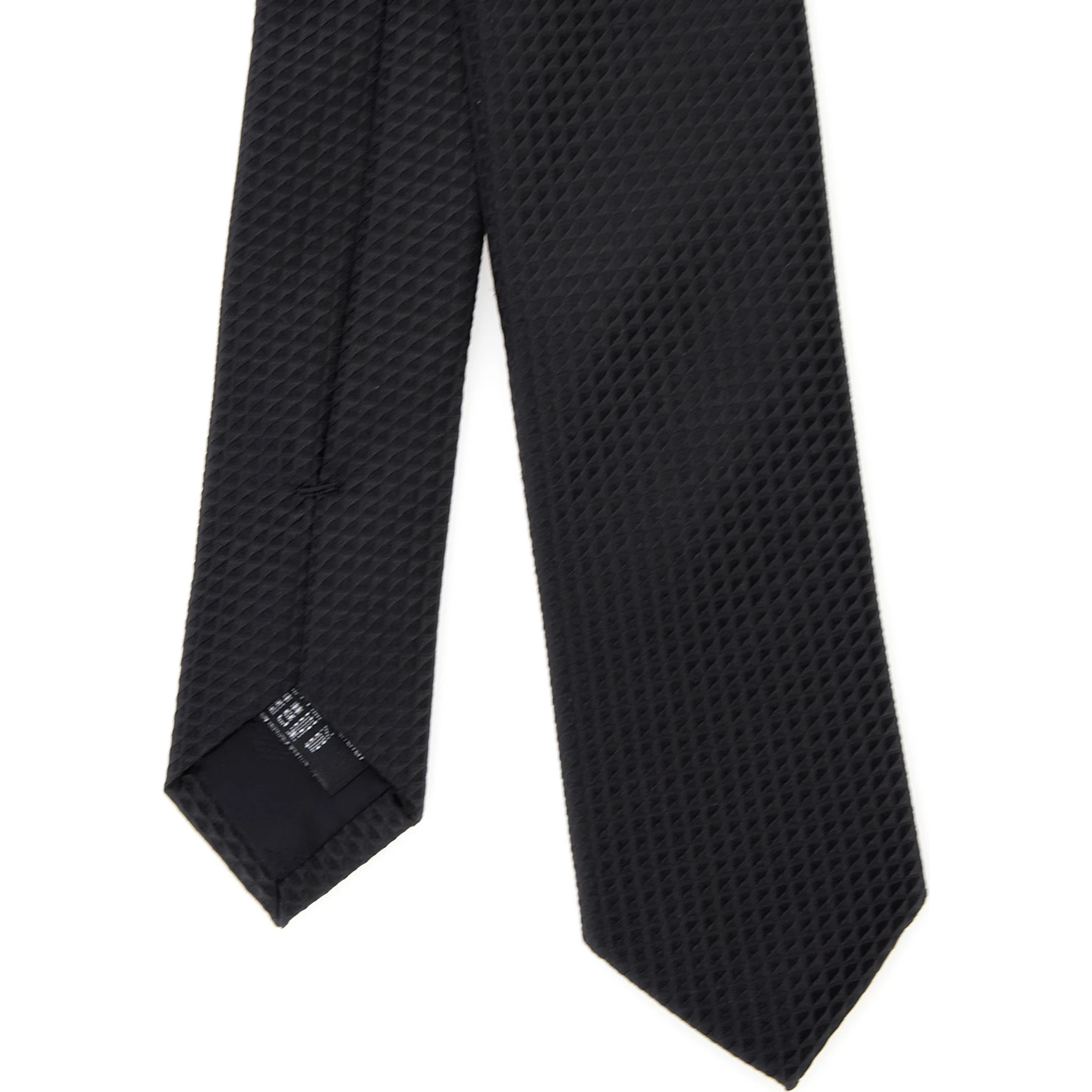 Black Classic Tie with All-Over Check Motif in Silk Man
