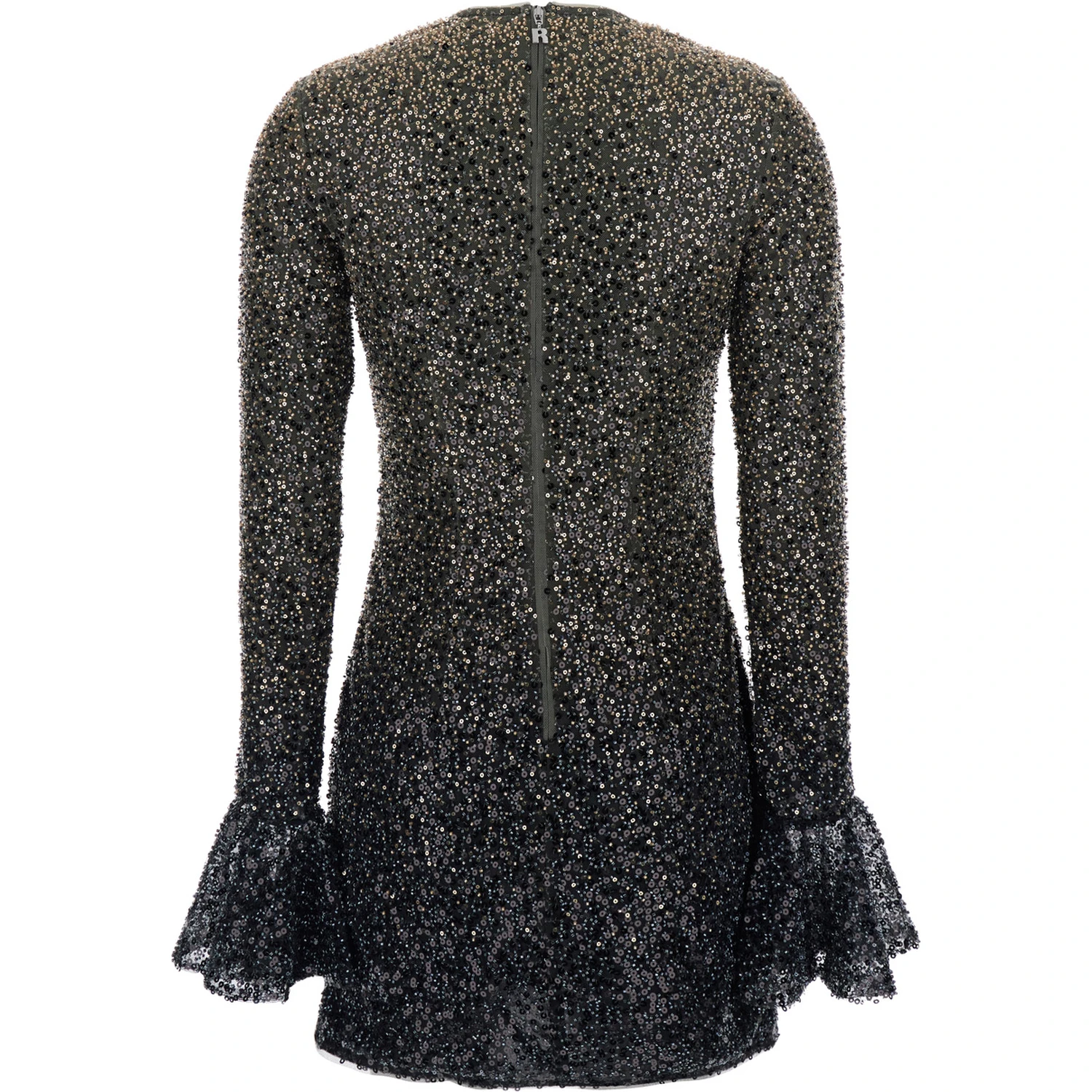Metallic Dress with All-Over Beading and Flared Hems in Fabric Woman