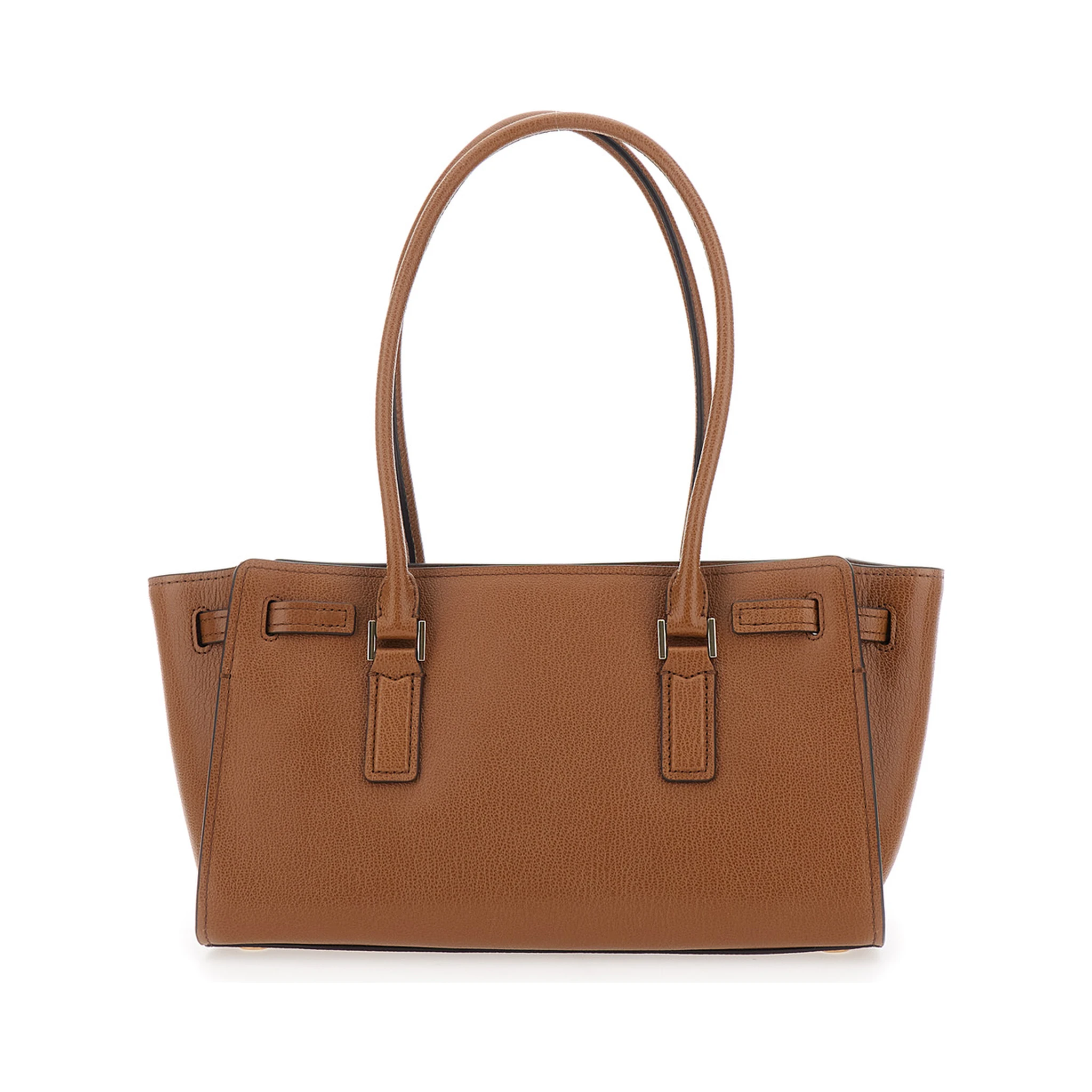 Hamilton Moderne Small Brown Shoulder Bag with Padlock on the Front and Ring with Pendants in Leather Woman