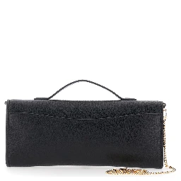 Hamilton Moderne Black Clutch with Padlock Detail on the Front in Hammered Leather Woman