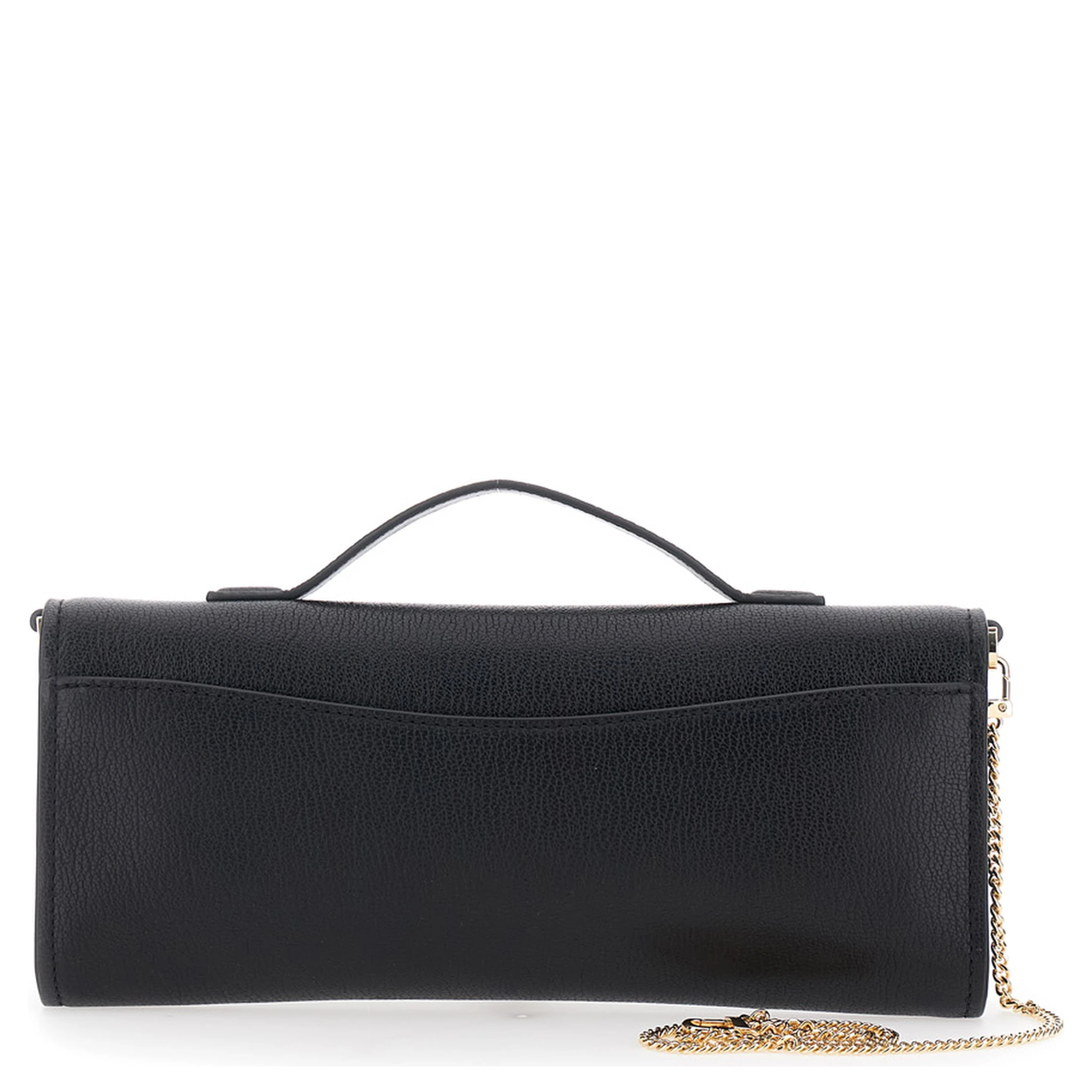 Hamilton Moderne Black Clutch with Padlock Detail on the Front in Hammered Leather Woman
