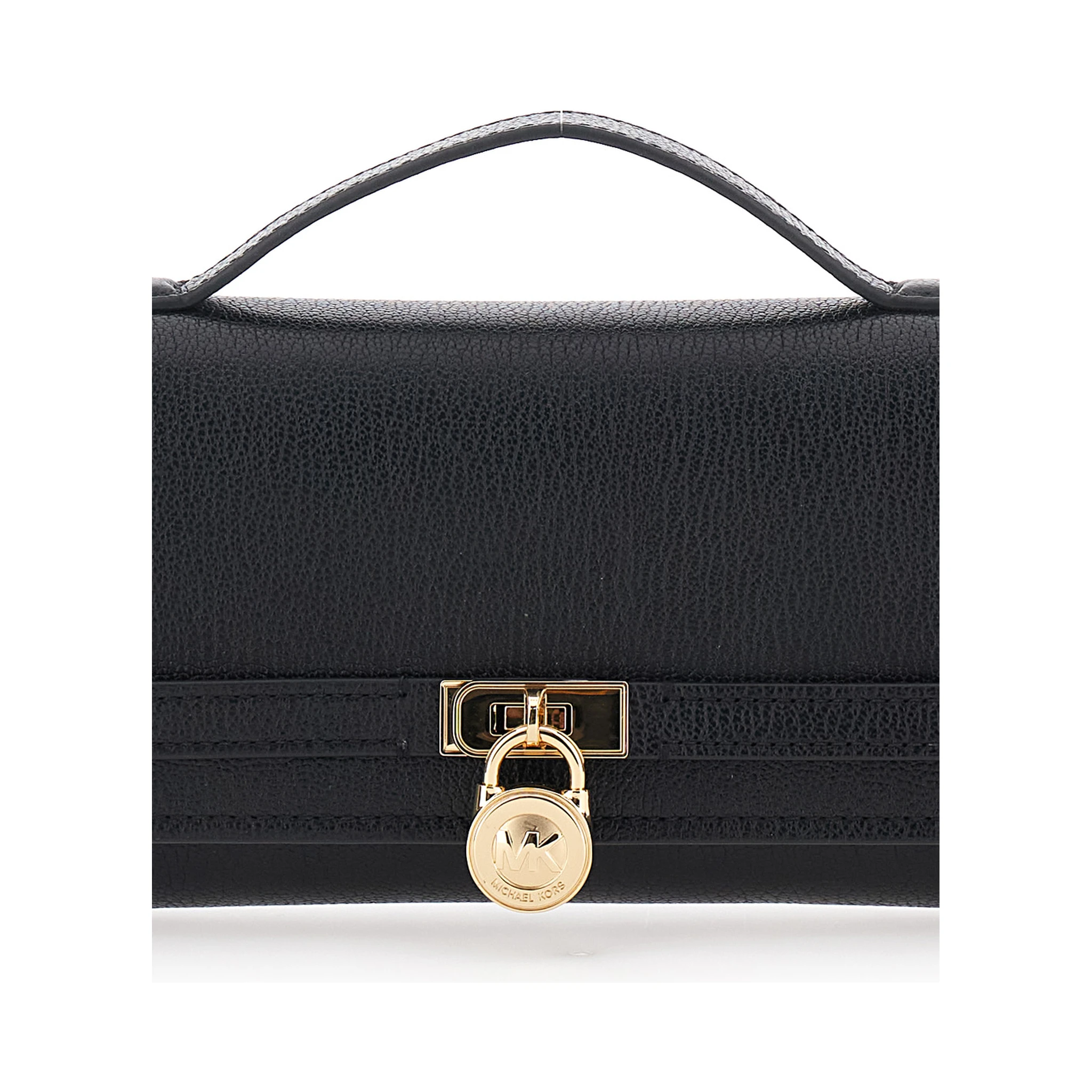Hamilton Moderne Black Clutch with Padlock Detail on the Front in Hammered Leather Woman
